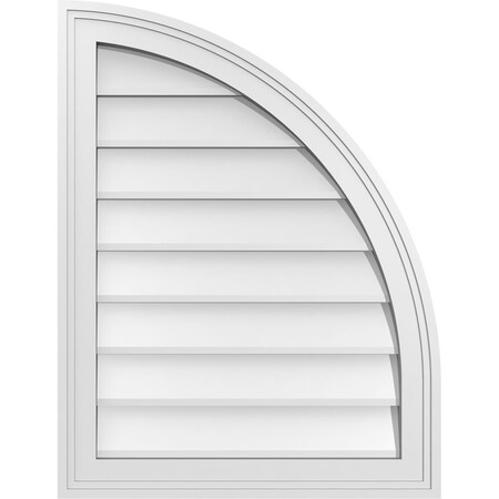 Ekena Millwork Quarter Round Top Right Surface Mount PVC Gable Vent w/ 2"W x 2"P Brickmould Sill Frame, 20"W x 26"H GVPQR20X2603SN